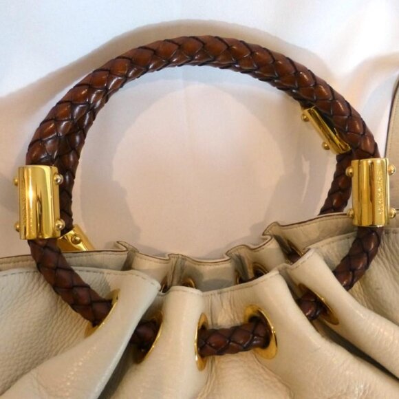 MICHAEL KORS Skorpios Handbag Purse Pebbled Leather Braided Leather Handles-New! - Picture 9 of 12